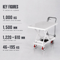 Chariot à plateforme fixe manuel TF100 1000 kg 1016x510 mm pour la manutention en atelier automobile