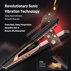 Lisseur de cheveux en titane rose doré, outils de coiffage infrarouges, fer à lisser électronique, planchas de cabello professionnelles personnalisées - Product Image 3