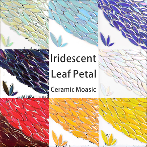 Azulejos de mosaico de cerámica de flor de pétalo de hoja iridiscente moderna, 3 tamaños, manualidades DIY para jarrones, arte de pecera y escalones - Product Image 2
