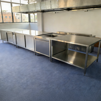 Table de préparation alimentaire commerciale en acier inoxydable HELAXEN, comptoir de cuisine modulaire multifonctionnel avec rangement robuste