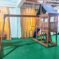 Ensembles de balançoires et de toboggans en bois pour enfants en vente, structure d'escalade en bois d'extérieur, ensemble de toboggan en bois avec accessoires en plastique
