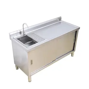 排水板付きキッチン機器シンク304/201ステンレス鋼シンクダブルボウル