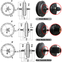 Roda Motor Sepeda Listrik 48V 1000W Roda Belakang LCD Suku Cadang Sepeda Listrik Roda Depan 500w