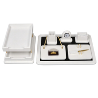 Ensemble d'organisateurs de bureau multifonctionnels écologiques en MDF blanc, cuir et métal, design moderne et luxueux, personnalisable pour les cadeaux d'affaires ou de bureau