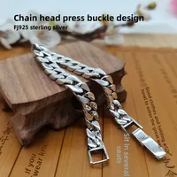 Perak 925 Bahan Perak Sederhana Fashion Retro Kerajinan Perak Thailand Pasangan Pria dan Wanita Personalisasi Tren Gesper Tekan Kuba