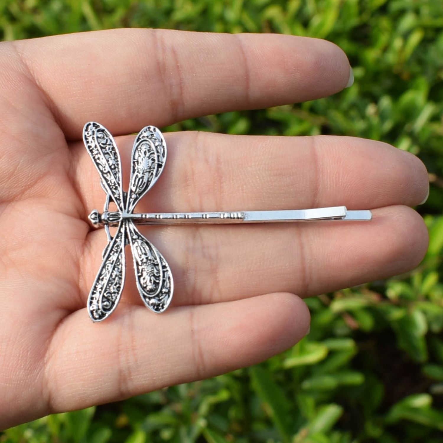 Elegant Silver Victorian Dragonfly Hair Clip Large Handcrafted Metal Barrette Fashion Vintage Metal Dragonfly Hair Clip for Women Elegant  main image 2