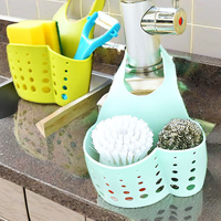 Support de rangement moderne pour évier de cuisine en silicone et plastique, porte-éponge et porte-savon avec sangle réglable, égouttoir à un niveau pour robinet