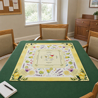 Tapis de table carré pour Mahjong américain, housse de table imprimée citron et lavande, accessoires de Mahjong pour soirée de jeu