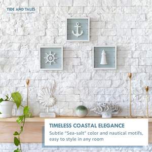 Pared 3D Tema costero Decoraciones para <span class=keywords><strong>el</strong></span> hogar <span class=keywords><strong>Faro</strong></span> y rueda de barco Baño rústico inspirado en <span class=keywords><strong>el</strong></span> océano - Product Image 5
