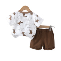 Nouvel ensemble d'été 2026 pour enfants : T-shirt dinosaure imprimé et short en coton pour garçons, tenue d'été