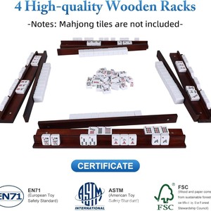 Support de rangement en bois pour plateau de Mahjong avec poussoir magnétique et base pour dominos - Product Image 3