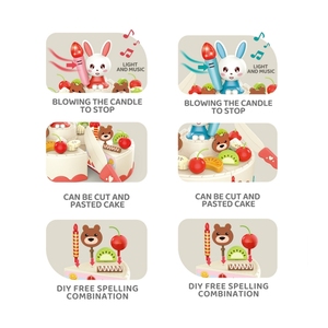 Jouets de jeu de cuisine pour enfants Cake Cut Chelle Ensemble de 43 pièces Peut simuler Souffler des bougies et chanter des chansons d'anniversaire - Product Image 4
