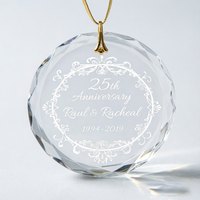 Adorno de Cristal Transparente Facetado Redondo, Recuerdo Personalizado para el 25.º Aniversario del Árbol de Navidad