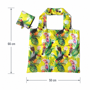 Sac de courses pliable avec pochette, sac de shopping portable en nylon écologique, imprimé feuille de palmier, logo personnalisé, vente en gros - Product Image 6