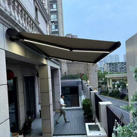 Auvent pliant moderne de luxe en aluminium robuste pour extérieur, avec éclairage LED, motorisé, rétractable, pour balcon, terrasse, protection UV