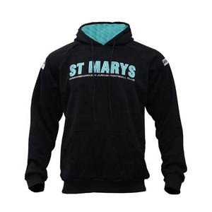 Sweat à capuche pour homme en molleton de coton personnalisé par le fabricant, avec manches raglan rétro, doublure de capuche couleur sarcelle et lettrage arqué 'Club' - Product Image 3
