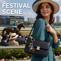 Porte-clés en métal personnalisé avec jockey et trophée, souvenir de course hippique, porte-clés avec logo personnalisé, cadeau pour événement équestre, promotion de festival