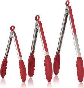 Kitchen Food <b>Tong</b> 7"/9" /12" BBQ Grill <b>Tongs</b> With <b>Silicone</b> <b>Tip</b> Food Grade Stainless Steel Food Locking <b>Tongs</b> for Cooking Baking - Product Image 1