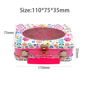 Caja de lata con cerradura y ventana; Caja de lata de embalaje de dulces con asa; Caja de lata rectangular personalizada - Product Image 5