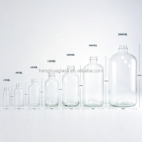 Prix direct usine – Bouteilles en verre Boston rondes Super Flint transparentes de 1/2 oz, 1 oz, 2 oz, 4 oz, 8 oz, 16 oz, 32 oz avec bouchon en bakélite