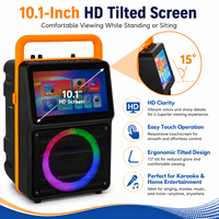 Sistema de Altavoces Karaoke para Cine en Casa con Woofer de 8 Pulgadas, Pantalla de 10.6 Pulgadas, Carrito Portátil, Iluminación LED RGB Android, Uso con Computadora y WiFi
