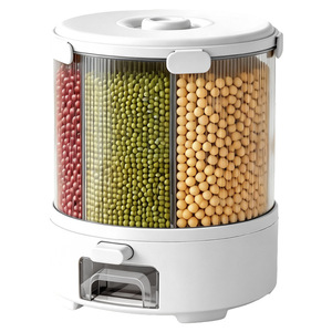 Rotating Grain Storage Bucket With Divided Compartments For Rice And Beans Sealed Moisture Proof Household Use - Product Image 5
