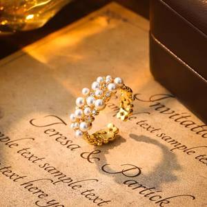 10711DIY Pearl Accessories S925 <b>Silver</b> Ring Empty Stand Trendy <b>Silver</b> Jewelry Stand with 4-5mm Round <b>Beads</b> Rhodium Plating - Product Image 1