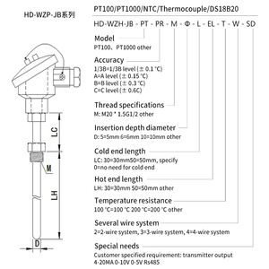 Temperatura customizável aço inoxidável do OEM/ODM água do transdutor infravermelho do transmissor do termômetro PT100 Digitas - Product Image 5