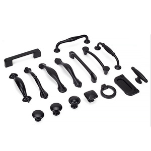 Poignées de meuble modernes en alliage d'aluminium noir, forme barre, durables, pour tiroirs, armoires et placards - Product Image 5