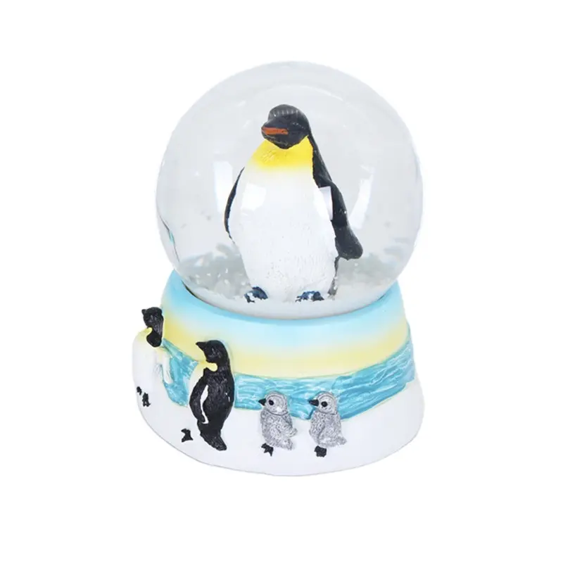 Cute Penguin Snow Globe Resin Custom Made Globe For Home Decoration