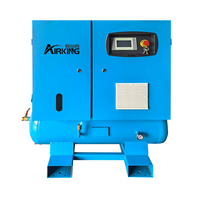 Portable 7.5KW 10HP monophasé 220V 50HZ compresseur d'air à vis 60L réservoir à faible bruit 10Bar PM noyau de pompe intégré à vitesse Variable