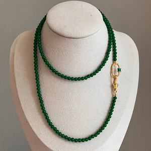 2024 nuevo collar de cuentas de piedra de Calcedonia verde Natural apilado largo de lujo ligero para joyería de mujer - Product Image 6