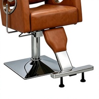 Chaise de styliste hydraulique en cuir marron, pivotante à 360 degrés, avec appui-tête et repose-pieds réglables en hauteur, pour salon de coiffure et salle de sport