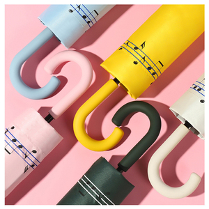 Parapluie pliable à poignée incurvée pour homme et femme, Note musicale <span class=keywords><strong>de</strong></span> luxe, petit parapluie <span class=keywords><strong>de</strong></span> voyage à poignée incurvée - Product Image 5