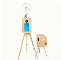 Machine photomaton portable rétro à double face en bois avec appareil photo et imprimante, style Surface Pro, pour DSLR et iPad