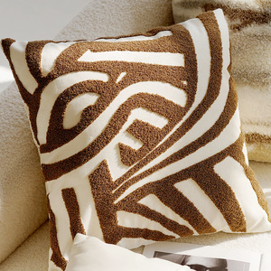 Housse de <span class=keywords><strong>coussin</strong></span> carrée en toile de style rétro avancé, couleur crème, pour canapé, lit, <span class=keywords><strong>coussin</strong></span> de soutien lombaire, marron - Product Image 6