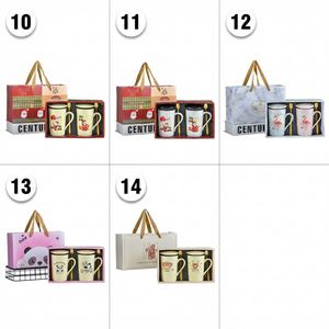 Ceramic 2 Pack Couple Coffee <b>Mug</b> Set Lid Spoon Custom Luxury Gift Box 300-400ml Silk Screen Printed Wholesale Wedding Birthday - Product Image 4