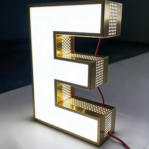 Nouveauté : Enseigne lumineuse extérieure personnalisée en métal doré 3D brillant avec logo d'entreprise pour publicité commerciale - Product Image 5