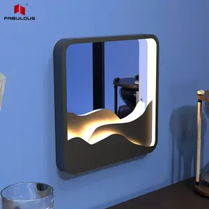 Fabricants fabuleux <span class=keywords><strong>miroir</strong></span> mural stéréoscopique carré en acrylique personnalisé <span class=keywords><strong>miroir</strong></span> de maquillage LED anti-rayures - Product Image 1