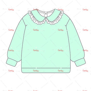 Felpa monogramma girocollo in pizzo felpa 100% felpa con cappuccio in pile di <span class=keywords><strong>cotone</strong></span> a manica lunga <span class=keywords><strong>felpe</strong></span> con volant da <span class=keywords><strong>bambina</strong></span> - Product Image 3