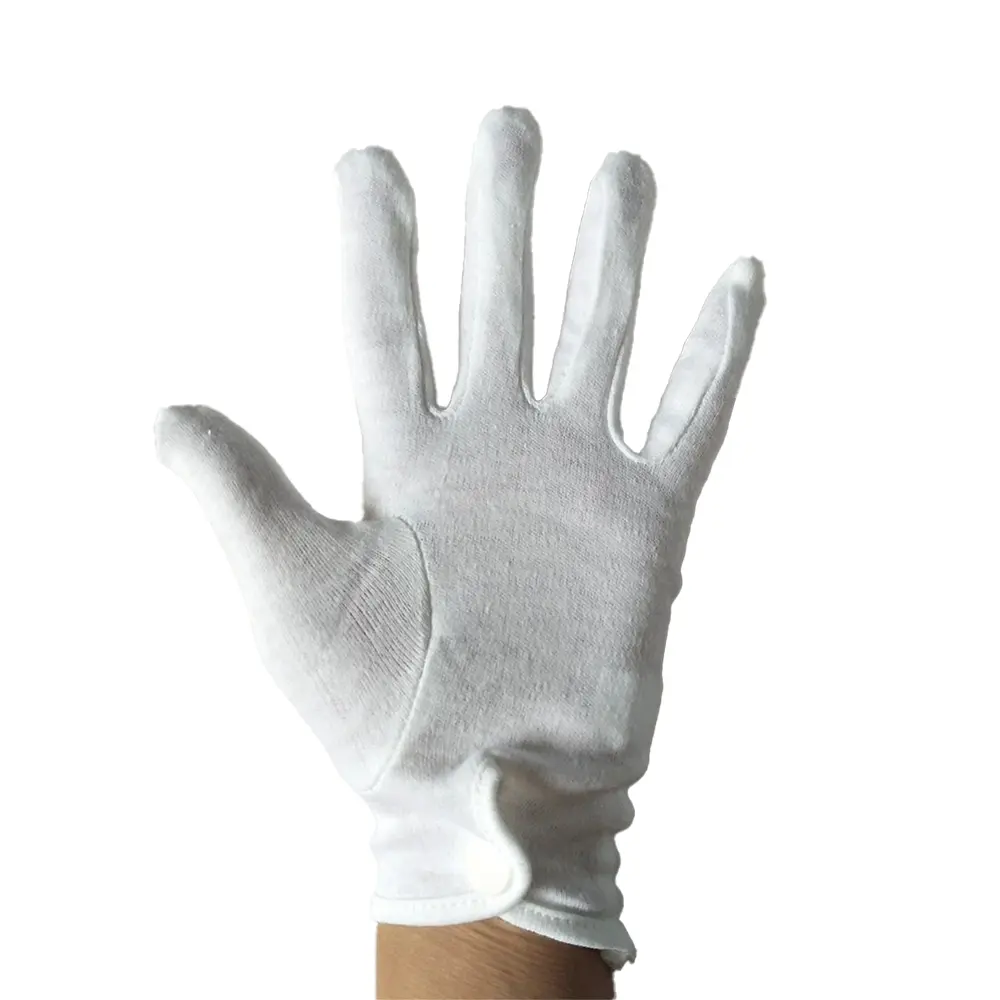 Multipurpose Interlock Fingers Industrial Safety Working Ceremonial White Cotton Gloves For Inspection Work