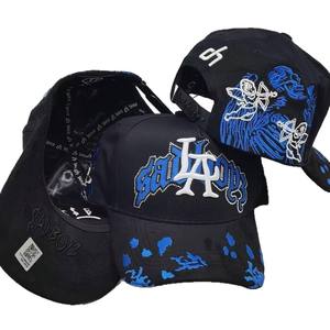 Cappelli da baseball ricamati a 5 pannelli in pelle scamosciata con visiera curva e logo in strass da uomo - Product Image 2