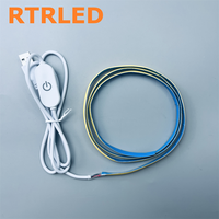 Kit Lampu Strip LED COB USB 5V 8mm Putih Hangat dengan Kontrol Sentuh untuk Pencahayaan Model DIY