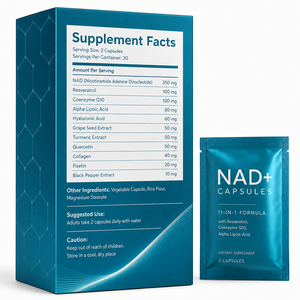 Compléments alimentaires certifiés NAD Plus personnalisés, 1000 mg, 60 portions, 30 sachets, sans gluten, végétaliens, antioxydants, améliorent l'immunité - Product Image 6