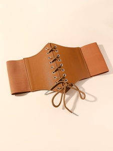 Gran oferta, cinturón gótico oscuro con cordones para mujer, corsé ancho de cuero PU, cinturones para mujer, cinturón ajustable para vestido - Product Image 4