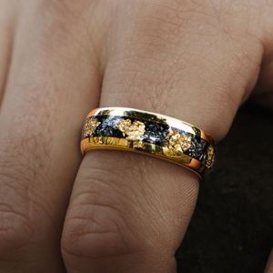 Anillos De Acero Inoxidable Men's Gold Stainless Steel High-End <b>Ring</b> Vintage Starry Sky Oval Cut Wedding Engagement Finger Band - Product Image 2