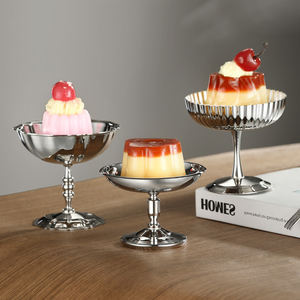 ステンレスアイスクリームボウル足付きデザートカップサンデーヨーグルトフルーツサラダプリンスナックトライフルムース食器 - Product Image 2