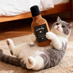 Realistische wijnfles interactieve kattenkruid speeltje duurzaam kauwspeeltje voor zelfvermaak tandenpoetsen pluche speeltje met geluid - Product Image 1