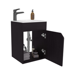 Meuble-lavabo flottant Bethel à une porte avec vasque en résine noire pour salle de bain - Product Image 5