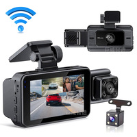Caméra de tableau de bord de voiture à 3 objectifs 1080P, écran IPS 3,0 pouces, enregistrement triple avant, intérieur, arrière, WiFi, vision nocturne, moniteur de stationnement